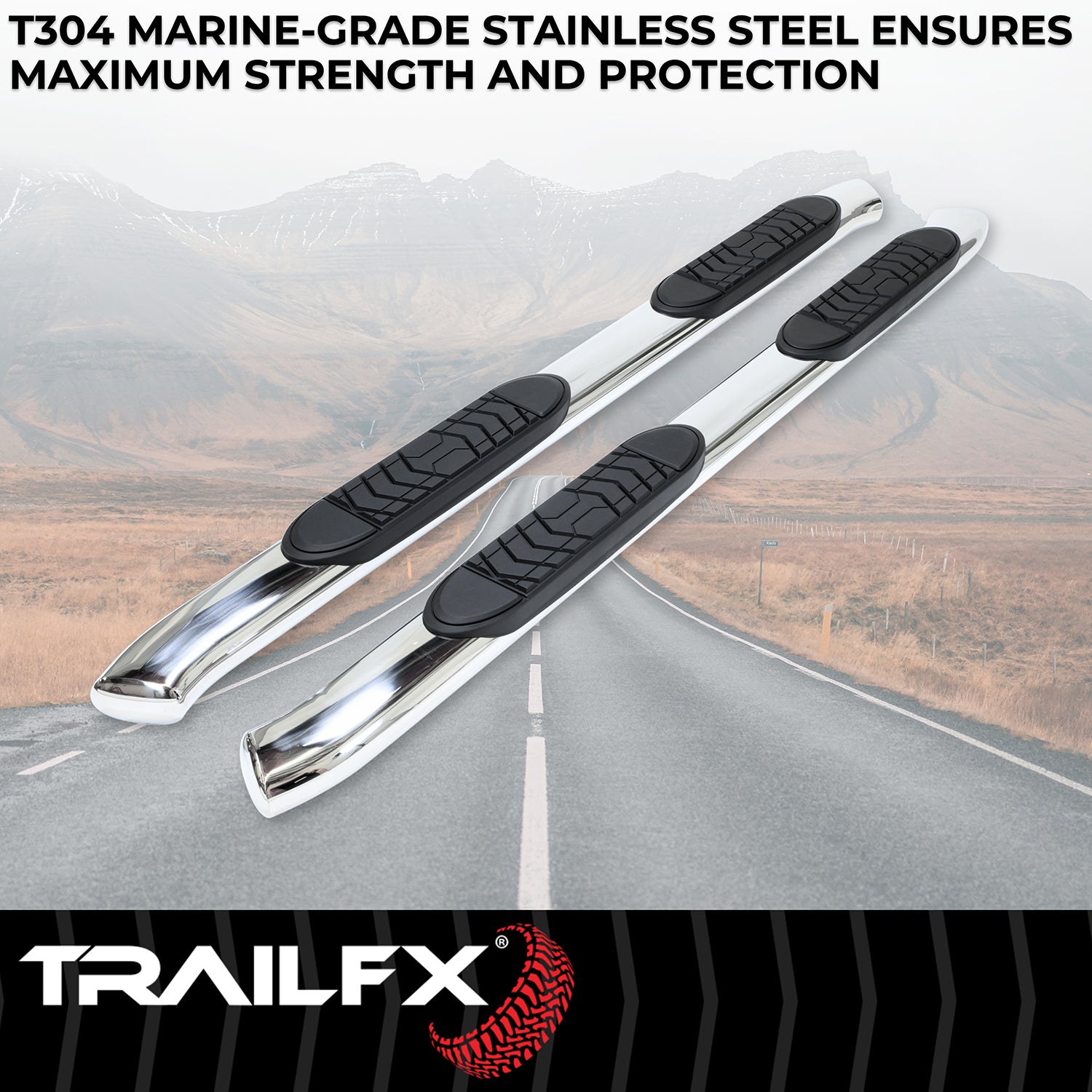 5 Inch Oval Bent Pol Stainless Steel Rocker Panel Mount by TrailFX