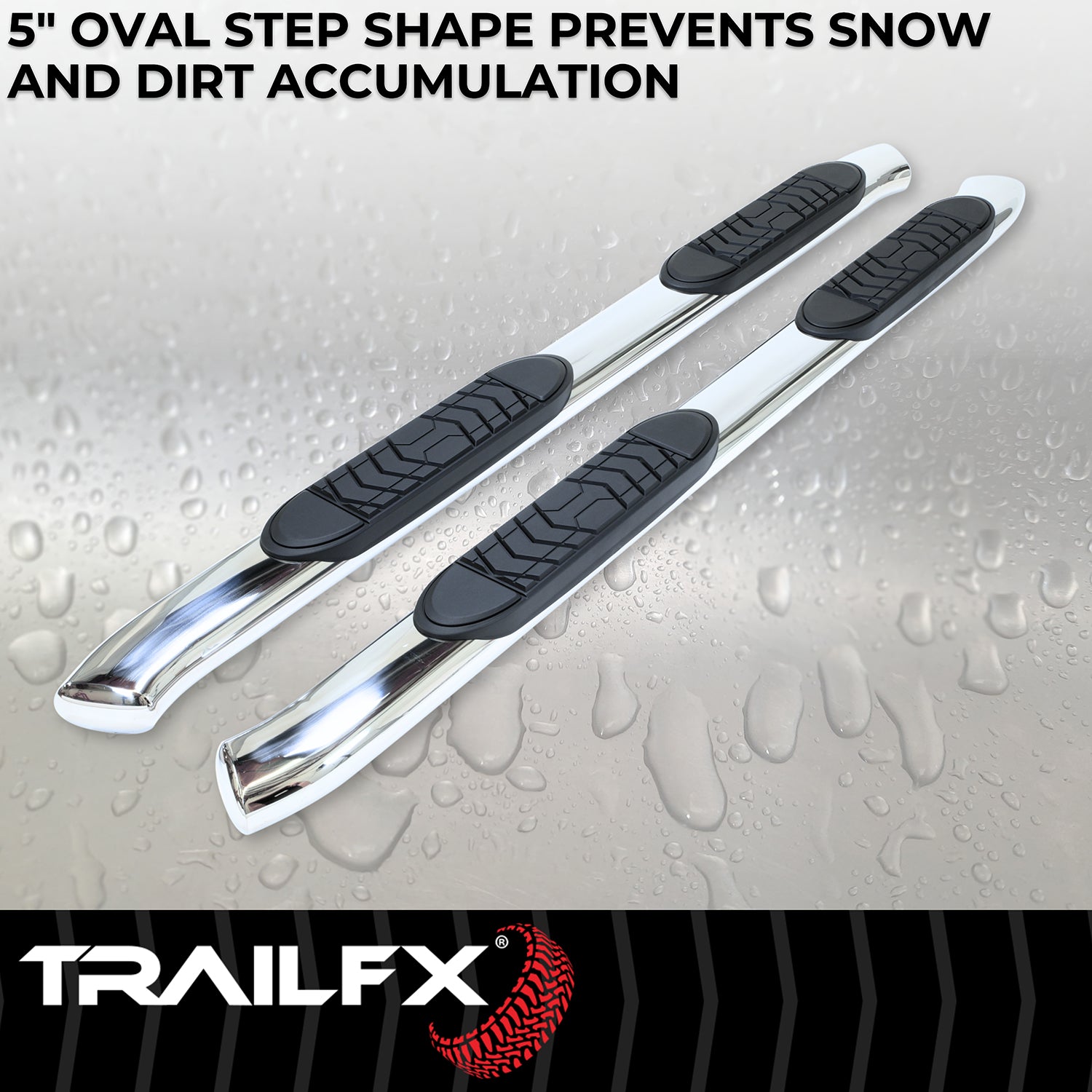 5 Inch Oval Bent Pol Stainless Steel Rocker Panel Mount by TrailFX