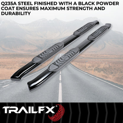 With Step Pads 5 In Oval Bent Powder Coated Black Steel With Welded End Caps Roc by TrailFX