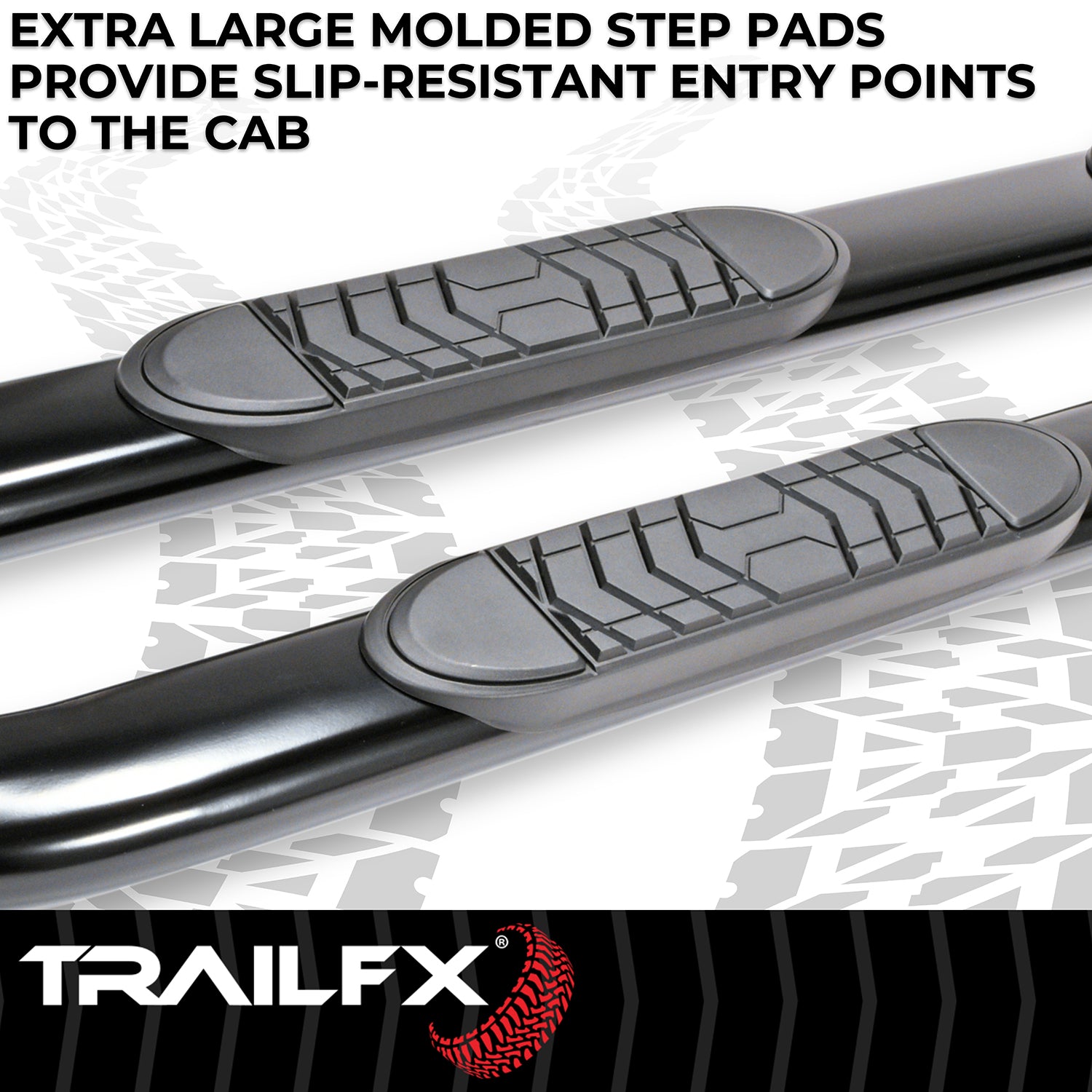 With Step Pads 5 In Oval Bent Powder Coated Black Steel With Welded End Caps Roc by TrailFX