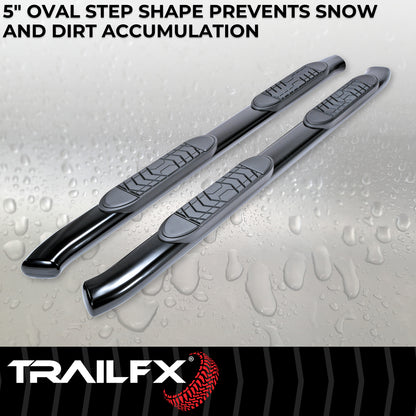 With Step Pads 5 In Oval Bent Powder Coated Black Steel With Welded End Caps Roc by TrailFX