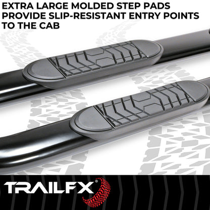 With Step Pads 5 In Oval Bent Powder Coated Black Steel With Welded End Caps Roc by TrailFX