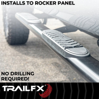 With Step Pads 5 In Oval Bent Powder Coated Black Steel With Welded End Caps Roc by TrailFX