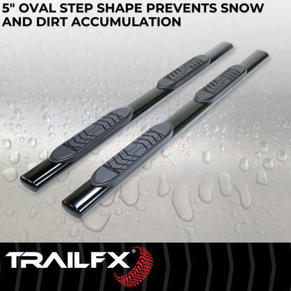 With Step Pads 5 In Oval Straight Powder Coated Black Steel With Welded End Caps by TrailFX