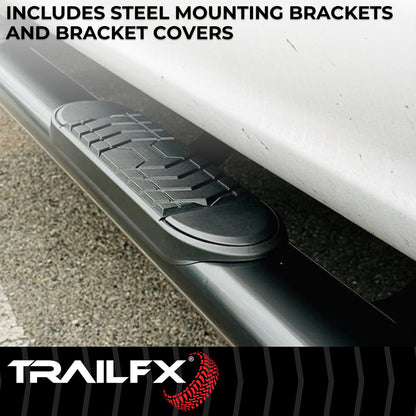 With Step Pads 5 In Oval Straight Powder Coated Black Steel With Welded End Caps by TrailFX