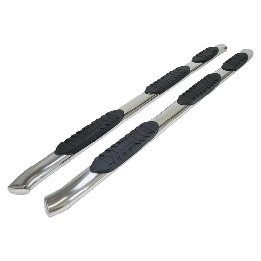 W/Step Pads W/Bed Step 5 In Oval Straight Pol Stainless Steel Rocker Panel Mount by TrailFX