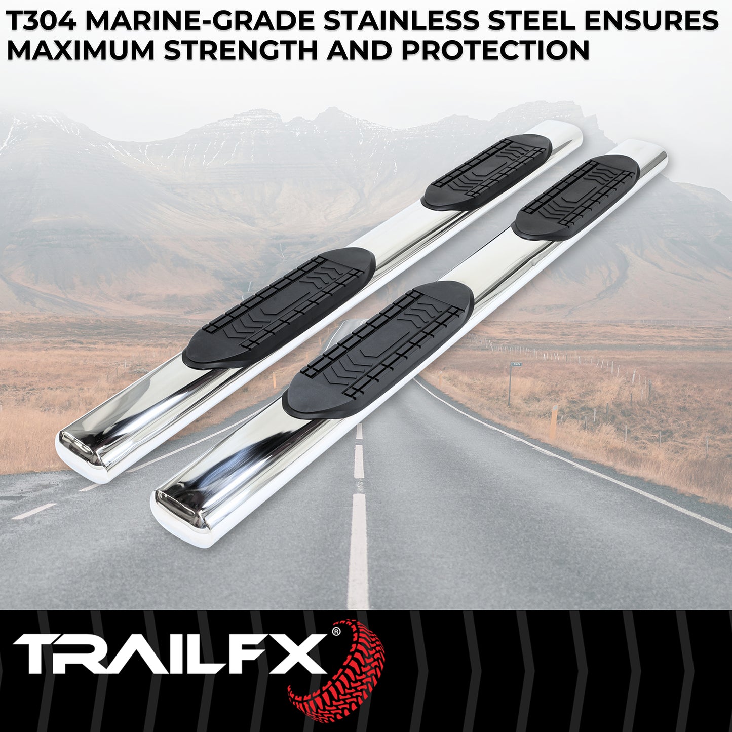 6 Inch Oval Straight Pol Stainless Steel Frame Body Mount Bolts by TrailFX