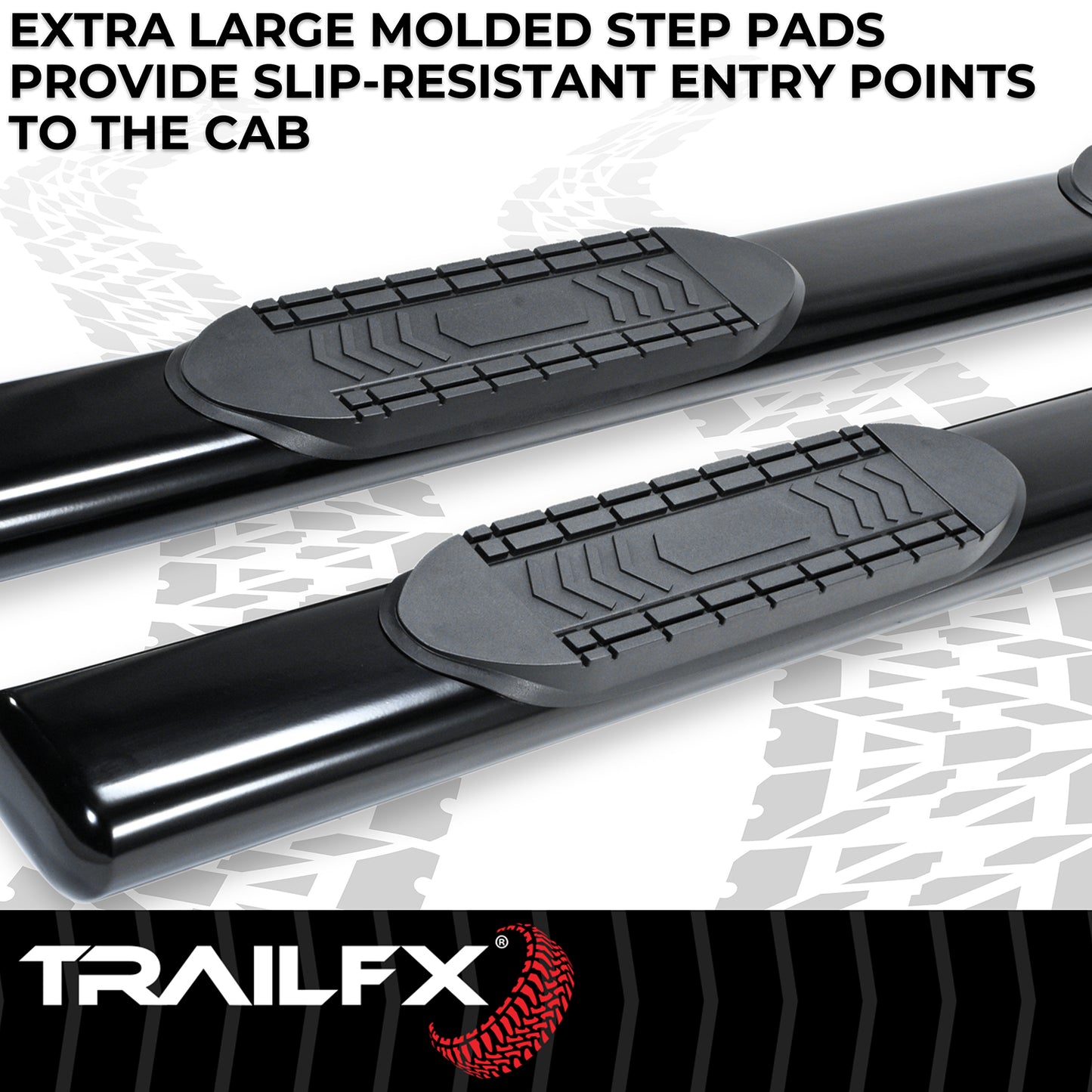 6 Inch Oval Straight Powder Coated Black Steel Rocker Panel Mount by TrailFX