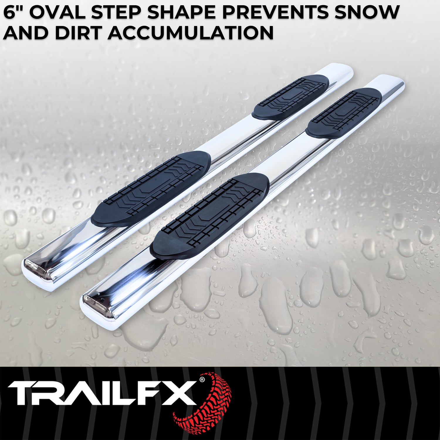 With Step Pads 6 In Oval Straight Pol Stainless Steel With Welded End Caps Rocke by TrailFX