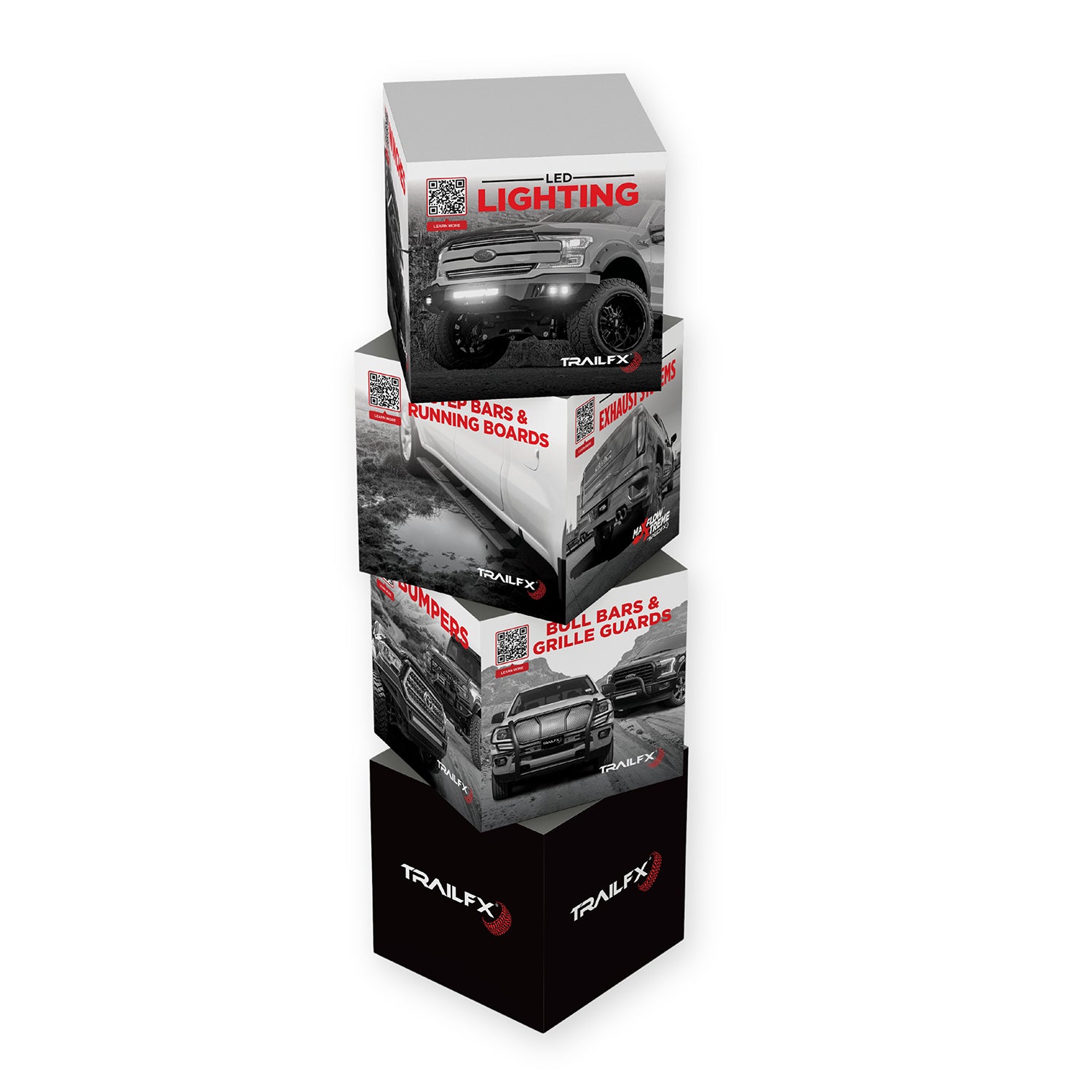Corrugated Plastic Stacked Cube Floor Display by TrailFX