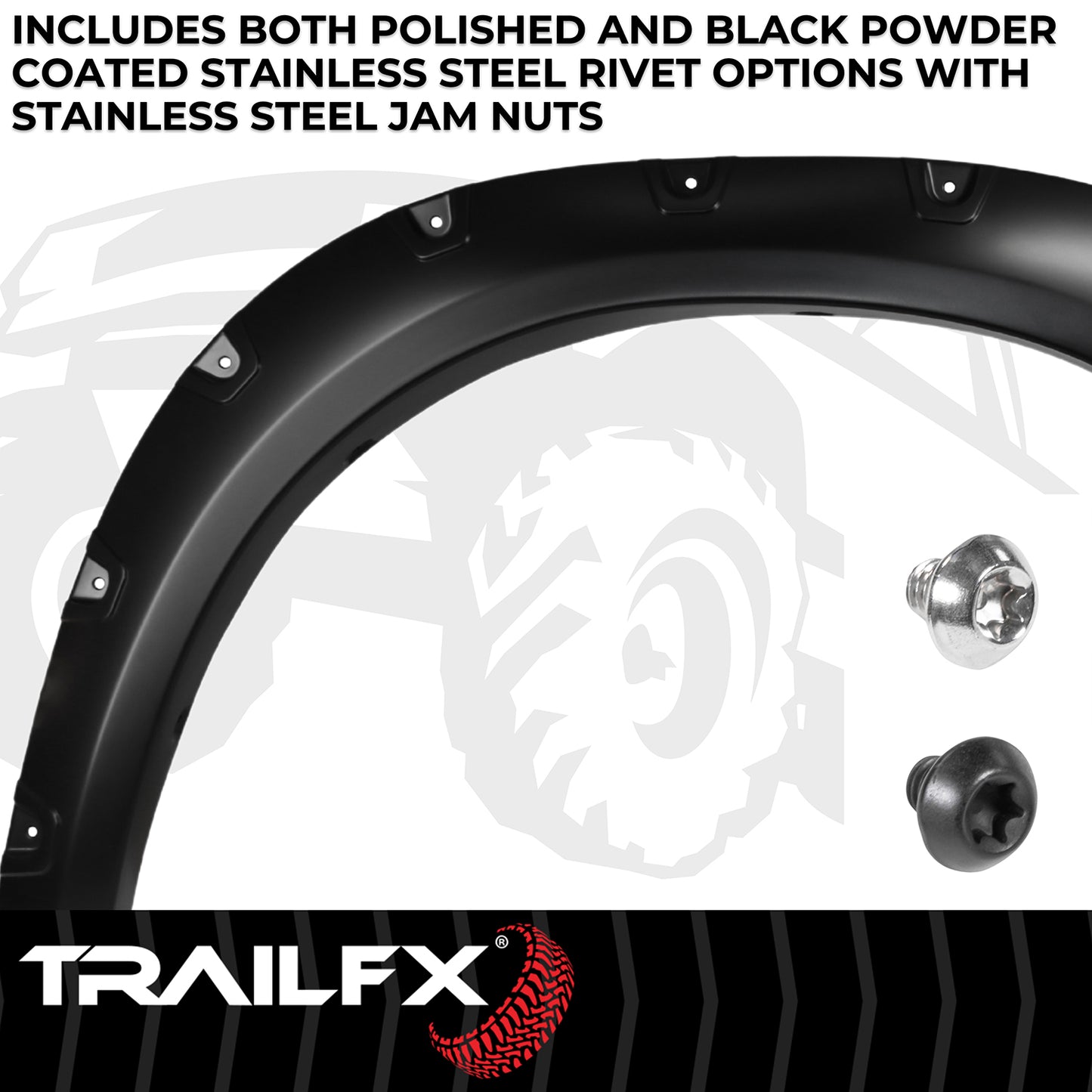 With Polished Stainless And Black Steel Rivets/ Stainless Hardware Kit by TrailFX