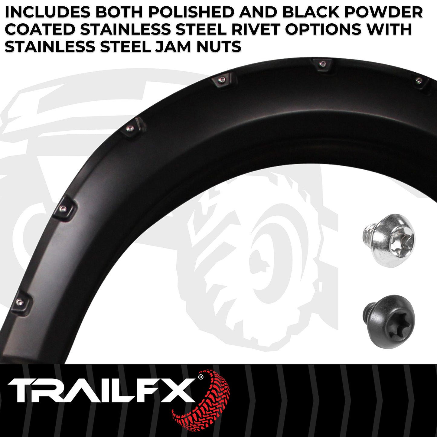With Polished Stainless And Black Steel Rivets/ Stainless Hardware Kit by TrailFX