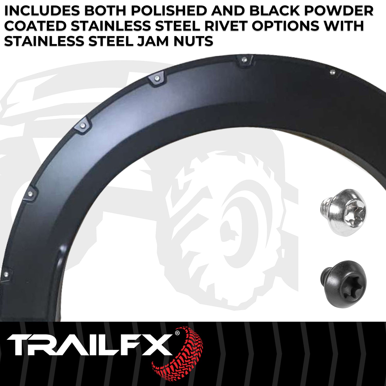 With Polished Stainless And Black Steel Rivets/ Stainless Hardware Kit by TrailFX