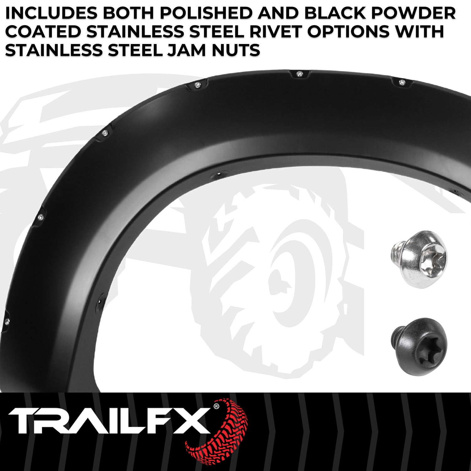 With Polished Stainless And Black Steel Rivets/ Stainless Hardware Kit by TrailFX