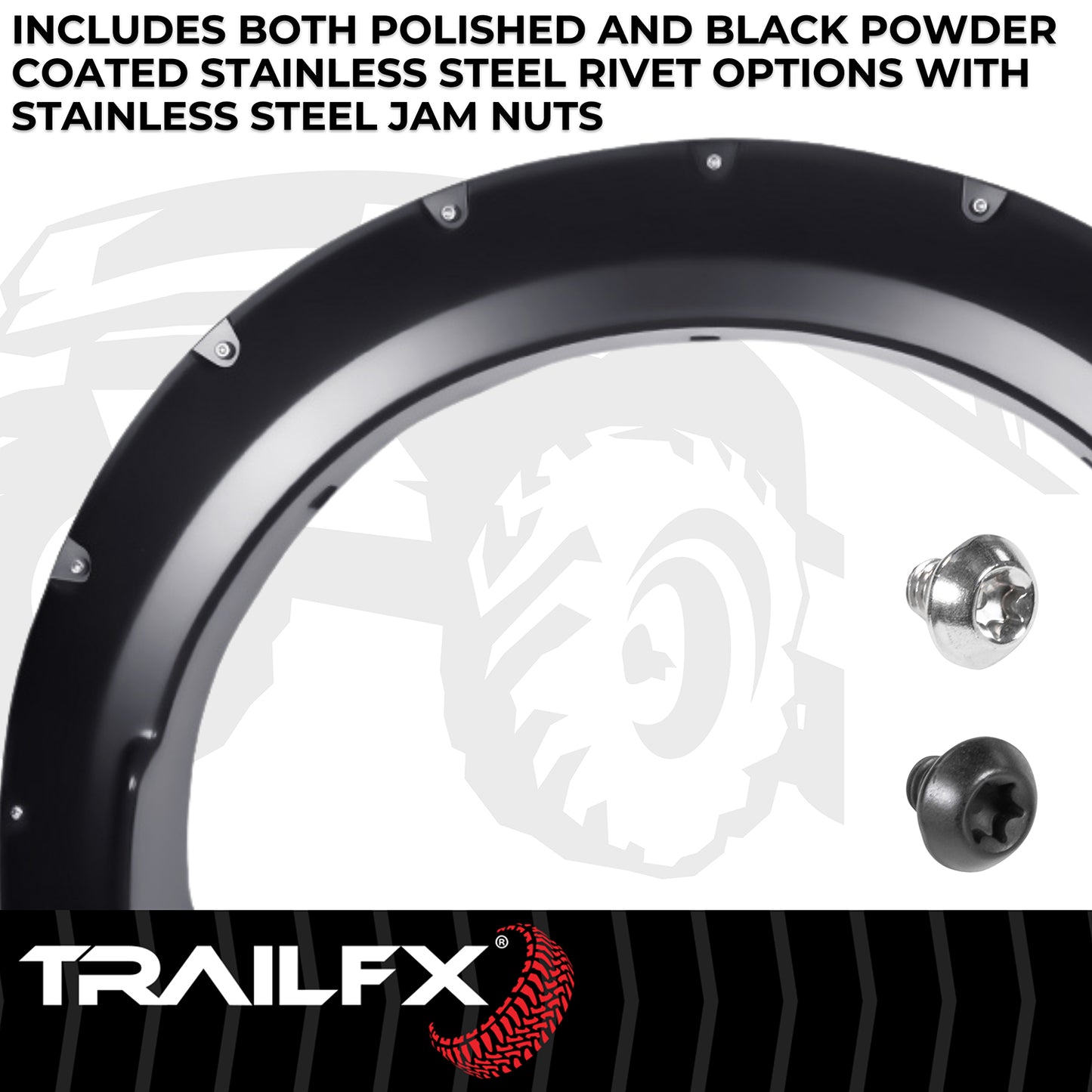 With Polished Stainless And Black Steel Rivets/ Stainless Hardware Kit by TrailFX