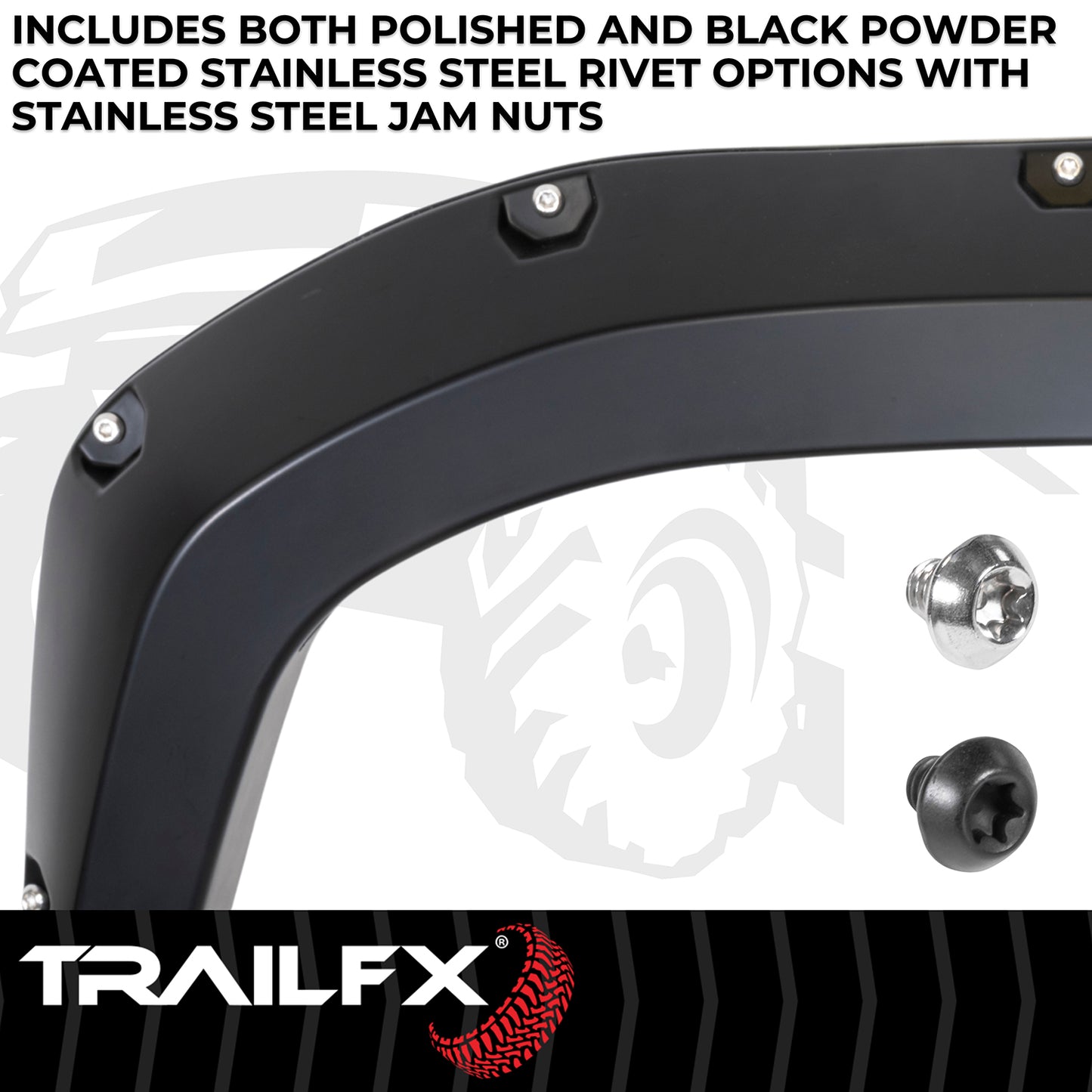 With Polished Stainless And Black Stainless Steel Rivets/ Stainless Hardware Kit by TrailFX