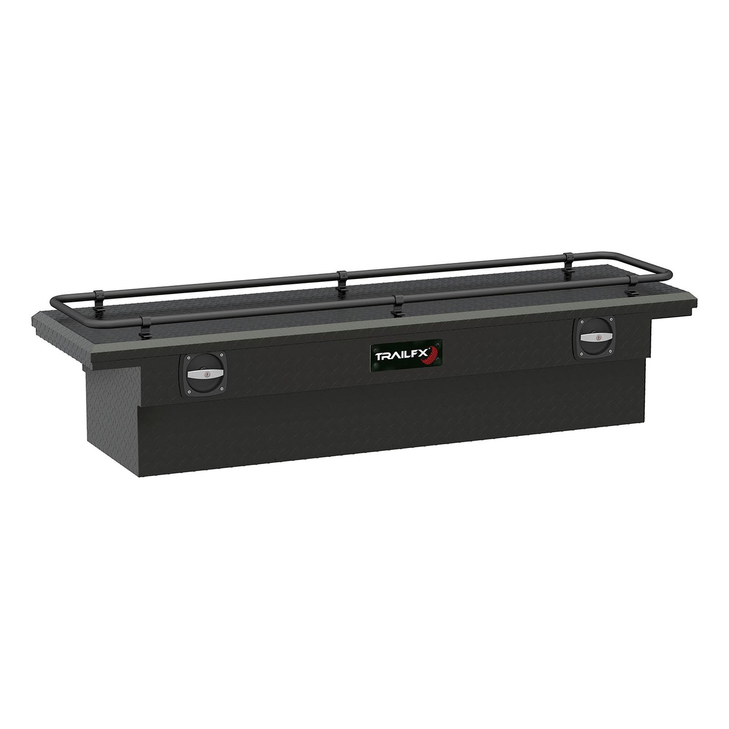 Crsovr Low Profile Sgl Lid Dia Tread Mat Black Alum 69x19.25x13.5 W/Rail On Lid by TrailFX