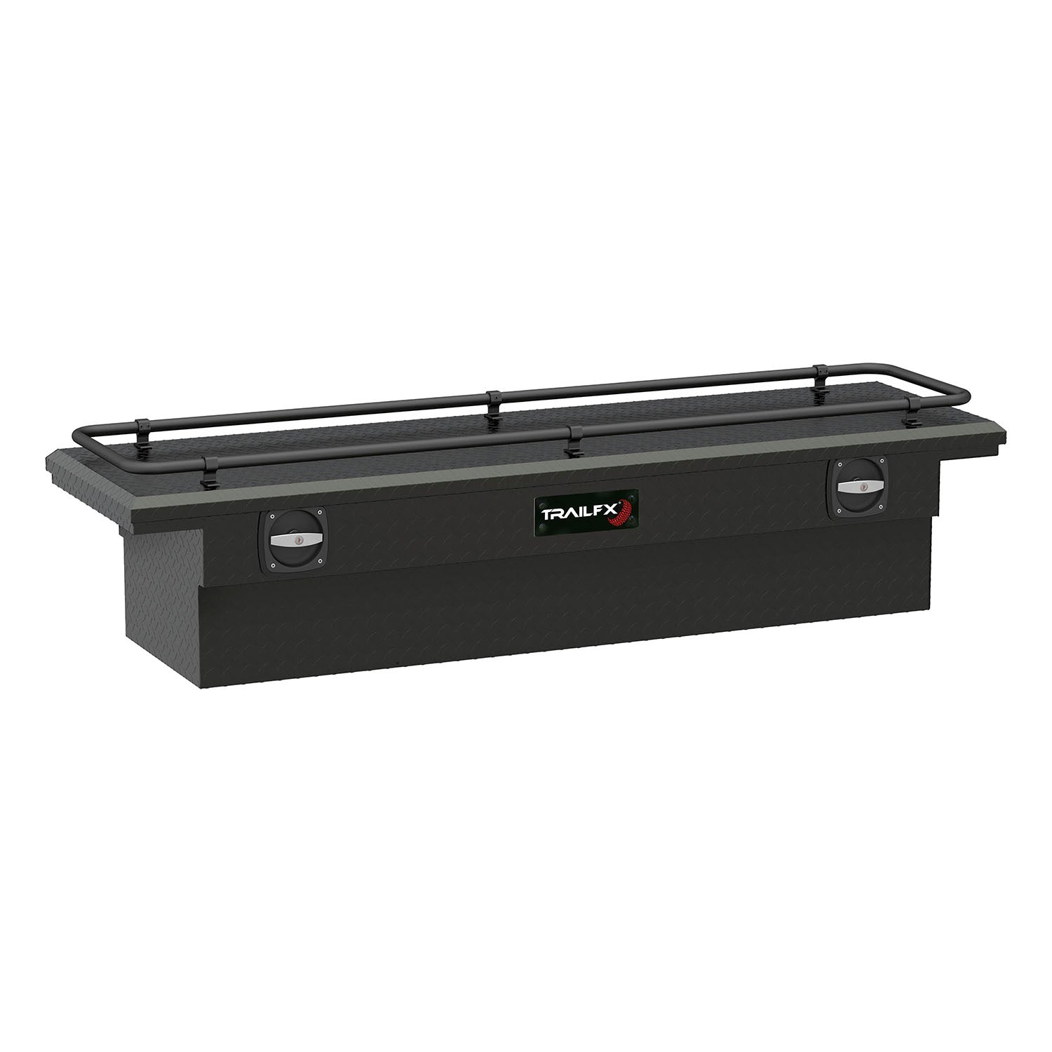 Crsovr Low Profile Sgl Lid Dia Tread Mat Black Alum 69x19.25x13.5 W/Rail On Lid by TrailFX