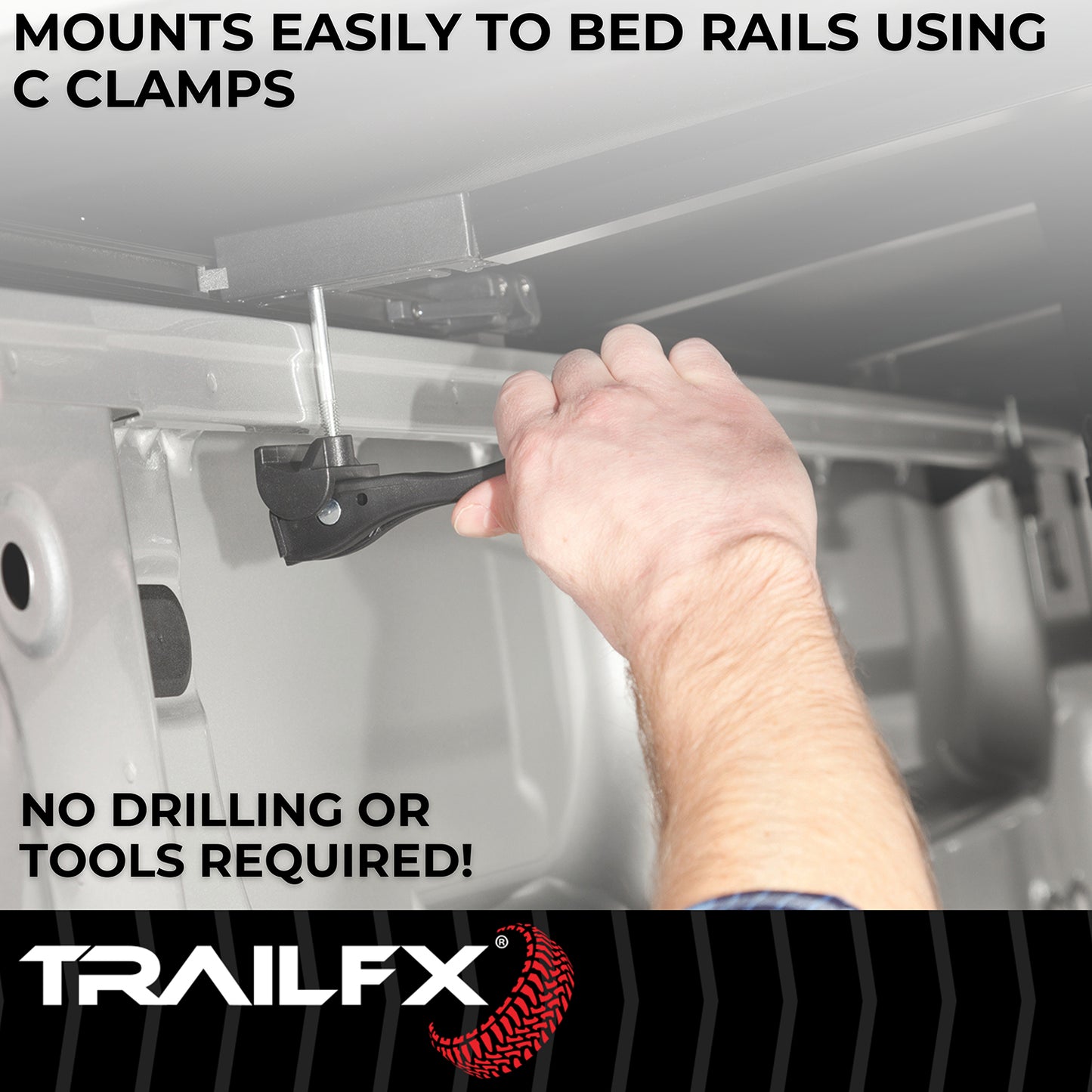 Soft Tri-Fold Non-Lockable Black Vinyl With Aluminum Rails by TrailFX