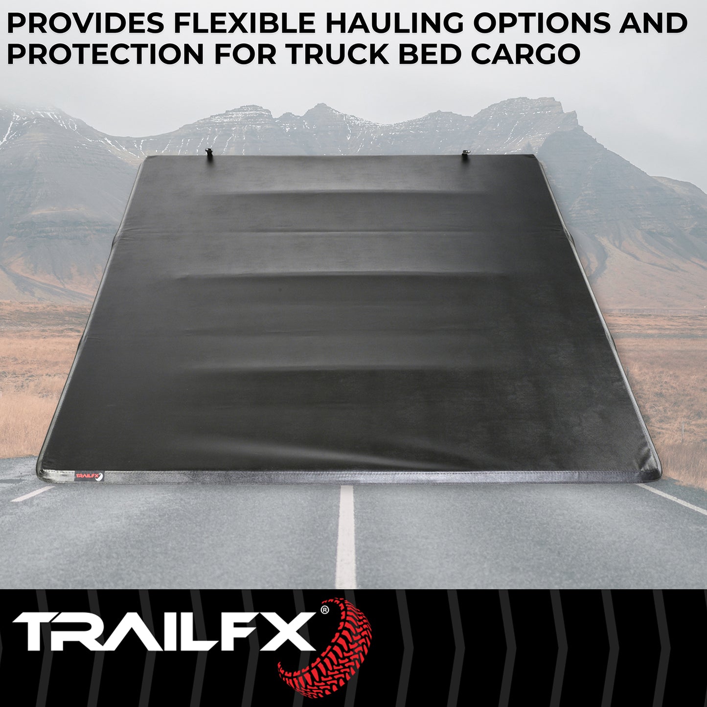 Soft Tri-Fold Non-Lockable Black Vinyl With Aluminum Rails by TrailFX