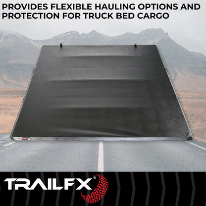 Soft Tri-Fold Non-Lockable Black Vinyl With Aluminum Rails by TrailFX