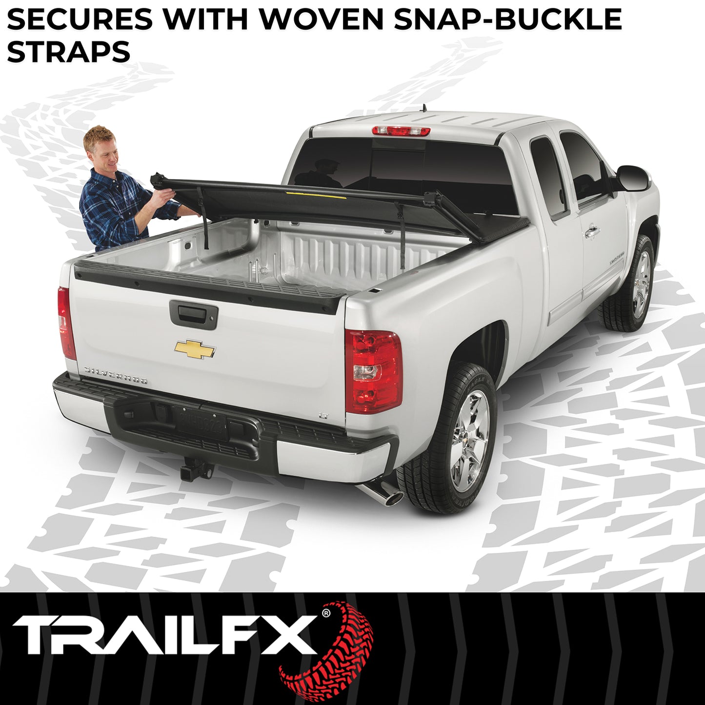 Soft Tri-Fold Non-Lockable Black Vinyl With Aluminum Rails by TrailFX