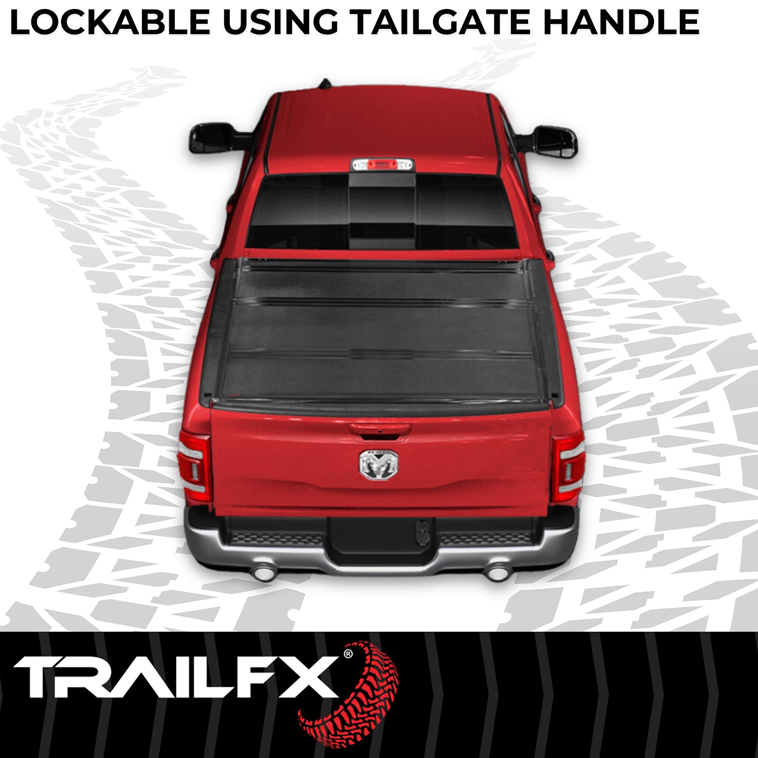 Hard Bi-Fold Low Profile Lockable Using Tailgate Handle Lock Fiber Reinforced by TrailFX