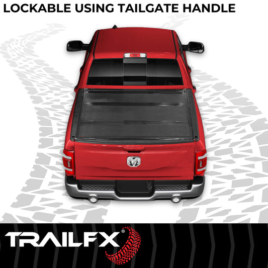 Hard Tri Fold Non-Lockable Black Aluminum With Carpeted Under Panels by TrailFX