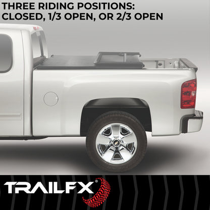 Soft Tri-Fold Non-Lockable Black Vinyl With Aluminum Rails by TrailFX
