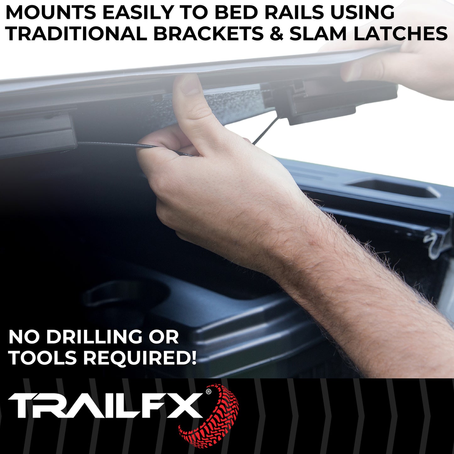 Hard Tri Fold Low Profile Lockable Using Tailgate Handle Lock Fiber Reinforced by TrailFX