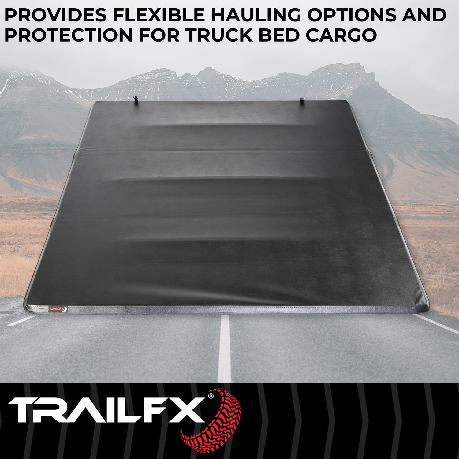 Soft Tri-Fold Non-Lockable Black Vinyl W/Alum Rails by TrailFX