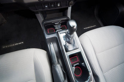 Center Console Cup Holder Inserts Fits 2016-2023 Toyota Tacoma by Tufskinz.com