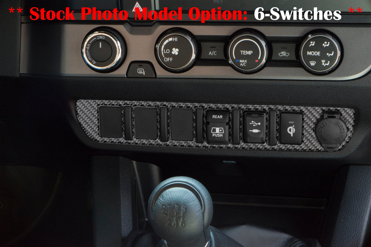 Center Dash Switch Panel Accent Overlay Fits 2016-2023 Toyota Tacoma by Tufskinz.com