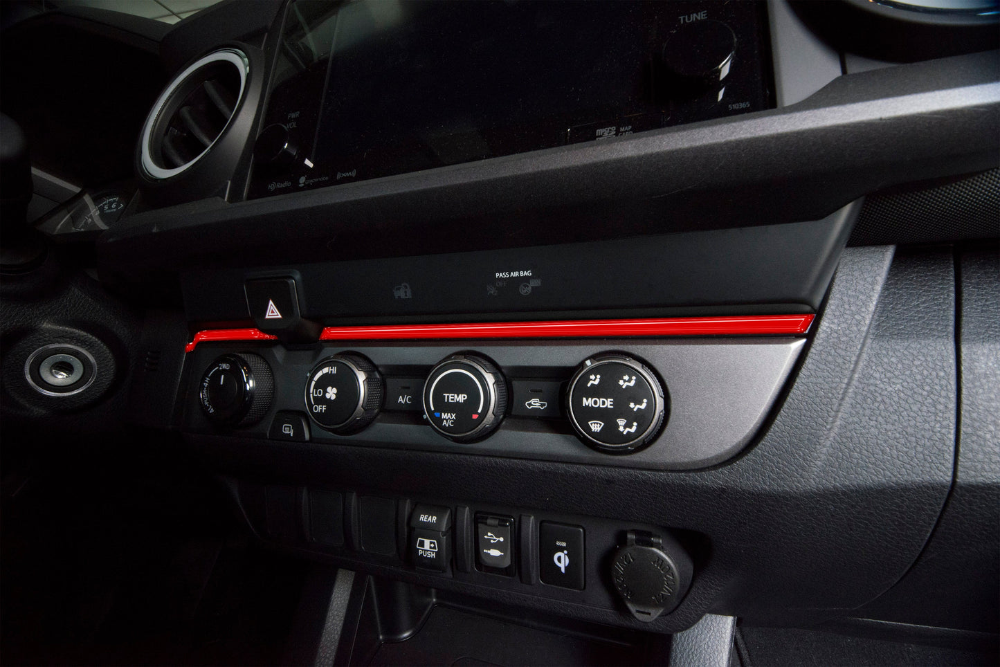 Strip Above Climate Control Accent Overlay Fits 2016-2023 Toyota Tacoma by Tufskinz.com