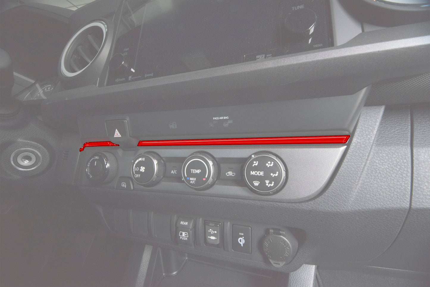 Strip Above Climate Control Accent Overlay Fits 2016-2023 Toyota Tacoma by Tufskinz.com