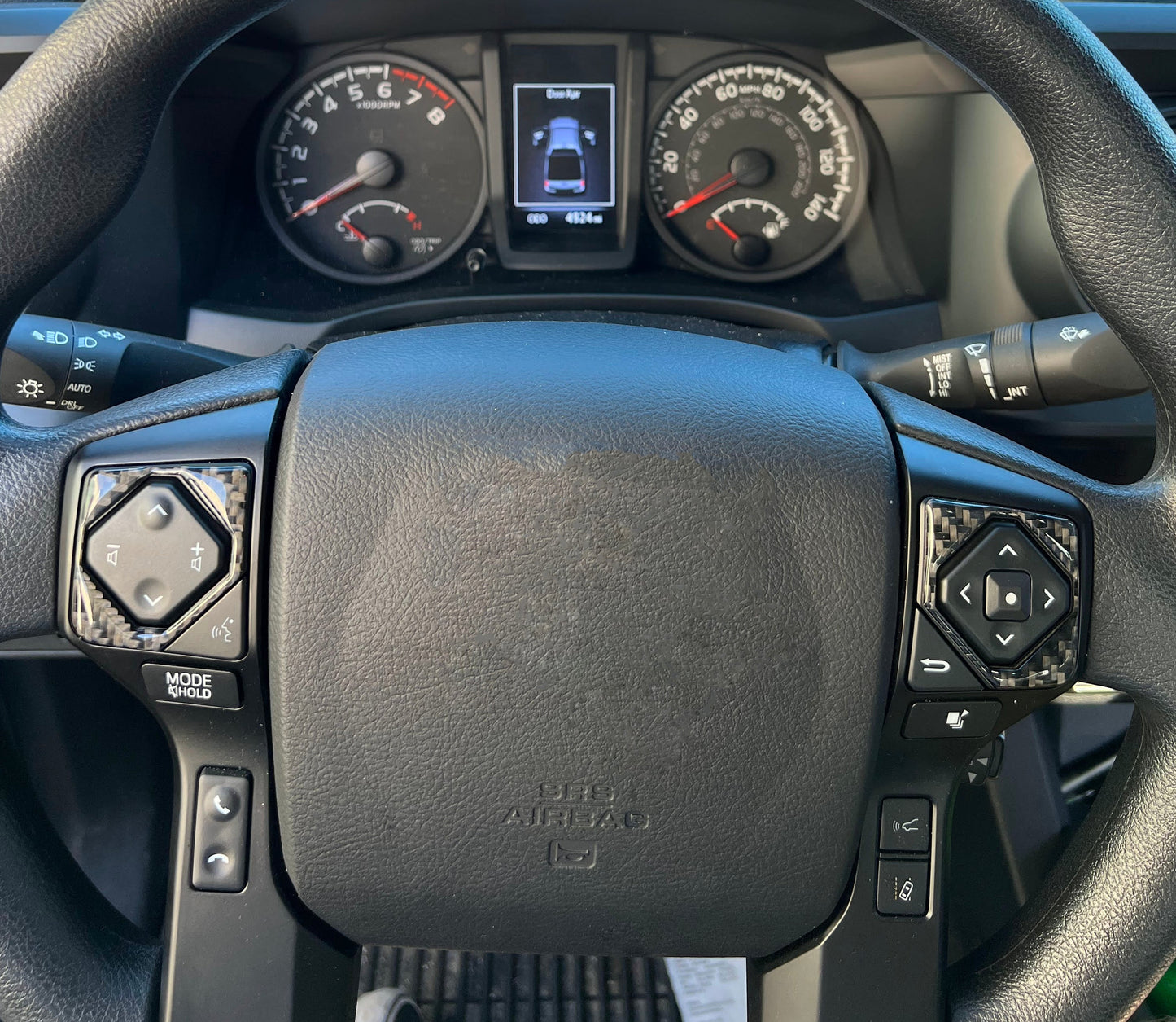 Steering Wheel Upper Buttons Accent Trim Fits 2016-2023 Toyota Tacoma by Tufskinz.com