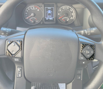 Steering Wheel Upper Buttons Accent Trim Fits 2016-2023 Toyota Tacoma by Tufskinz.com
