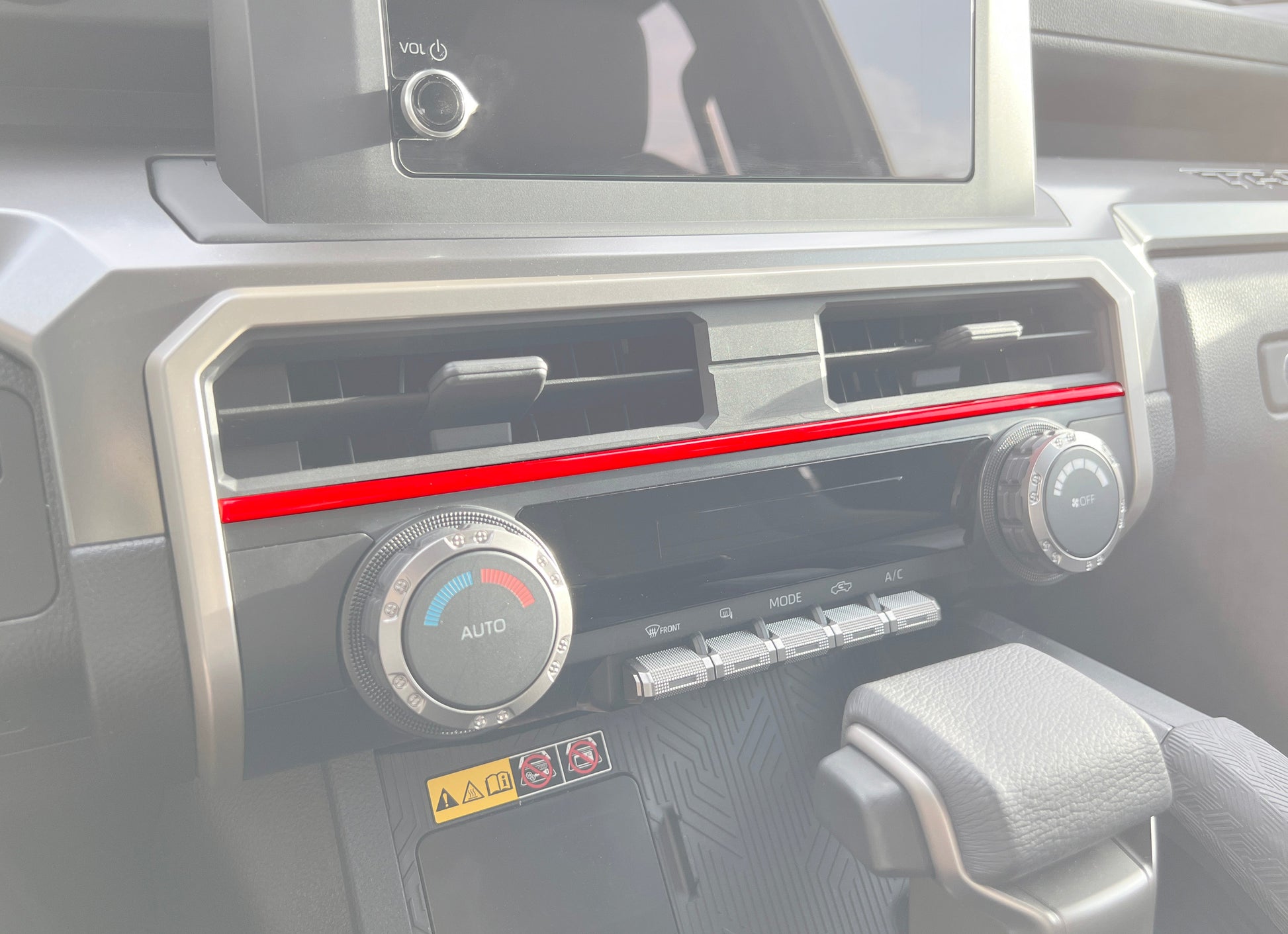 Strip Above Climate Control Accent Trim Fits 2024-2024 Toyota Tacoma & 2025-2026 4Runner by Tufskinz.com