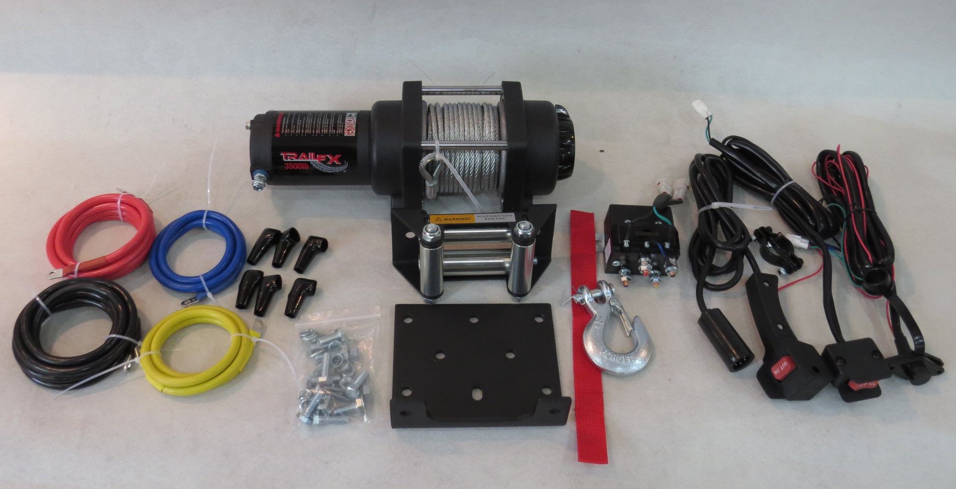 ATV/UTV Mounted 250A 4500 Lb Cap 13/64 x 40 Ft Steel Cable 4-Way Roller Fairlead by TrailFX