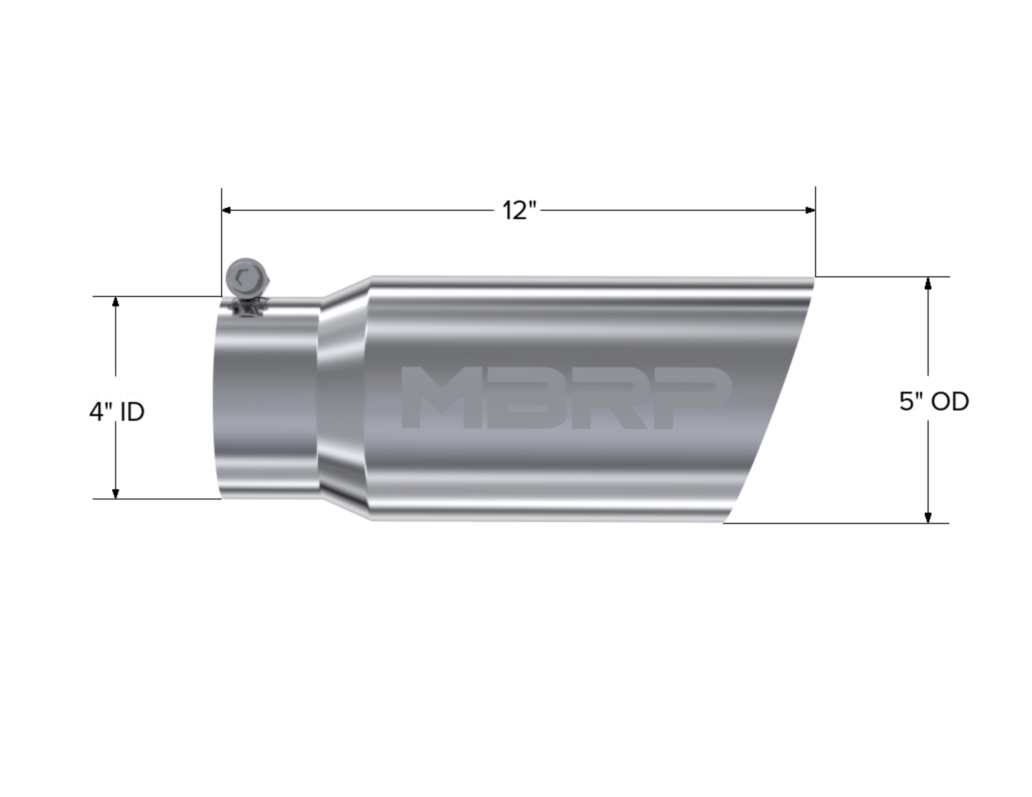 Tip. 5in. O.D. Angled Single Walled 4in. inlet 12in. length. T304. by MBRP Exhaust