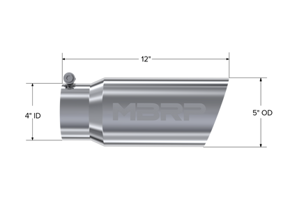 Tip. 5in. O.D. Angled Single Walled 4in. inlet 12in. length. T304. by MBRP Exhaust