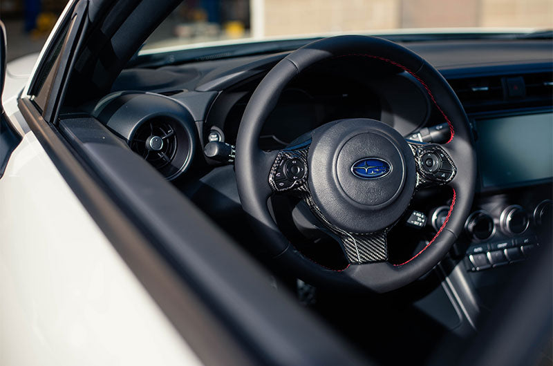 OLM LE Dry Carbon Fiber Steering Wheel Covers - 2017-2024 Subaru BRZ / Toyota GR86 by OLM