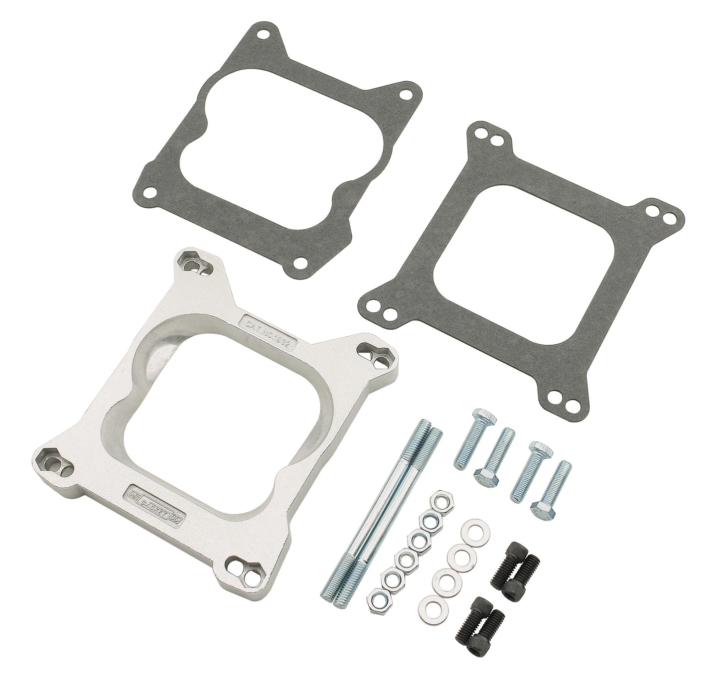 Adapts 4-barrel Square Flange carburetors to spreadbore intake manifolds. by Mr Gasket