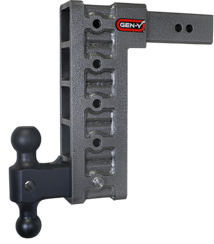 MEGA-DUTY 2.5" Shank 12" Drop 3K TW 21K Hitch & GH-061 Dual-Ball by GEN-Y Hitch