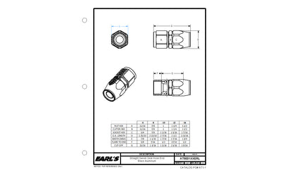 Earls Straight Swivel-Seal® Hose End AN -6 - Black by Earl's Performance