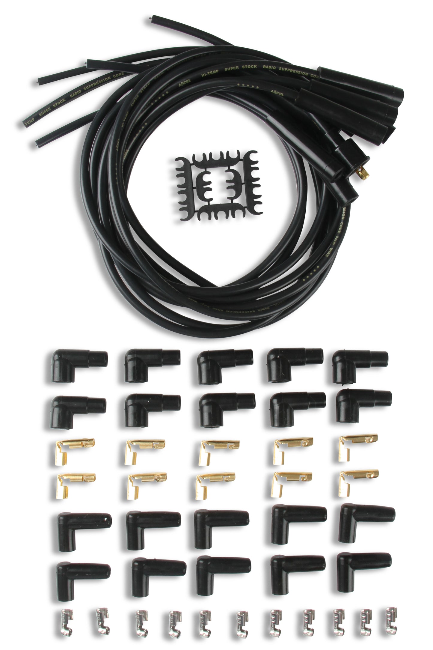 ACCEL 4040K, Spark Plug Wires, Super Stock, Spiral Core, 8mm, Black, Set by ACCEL