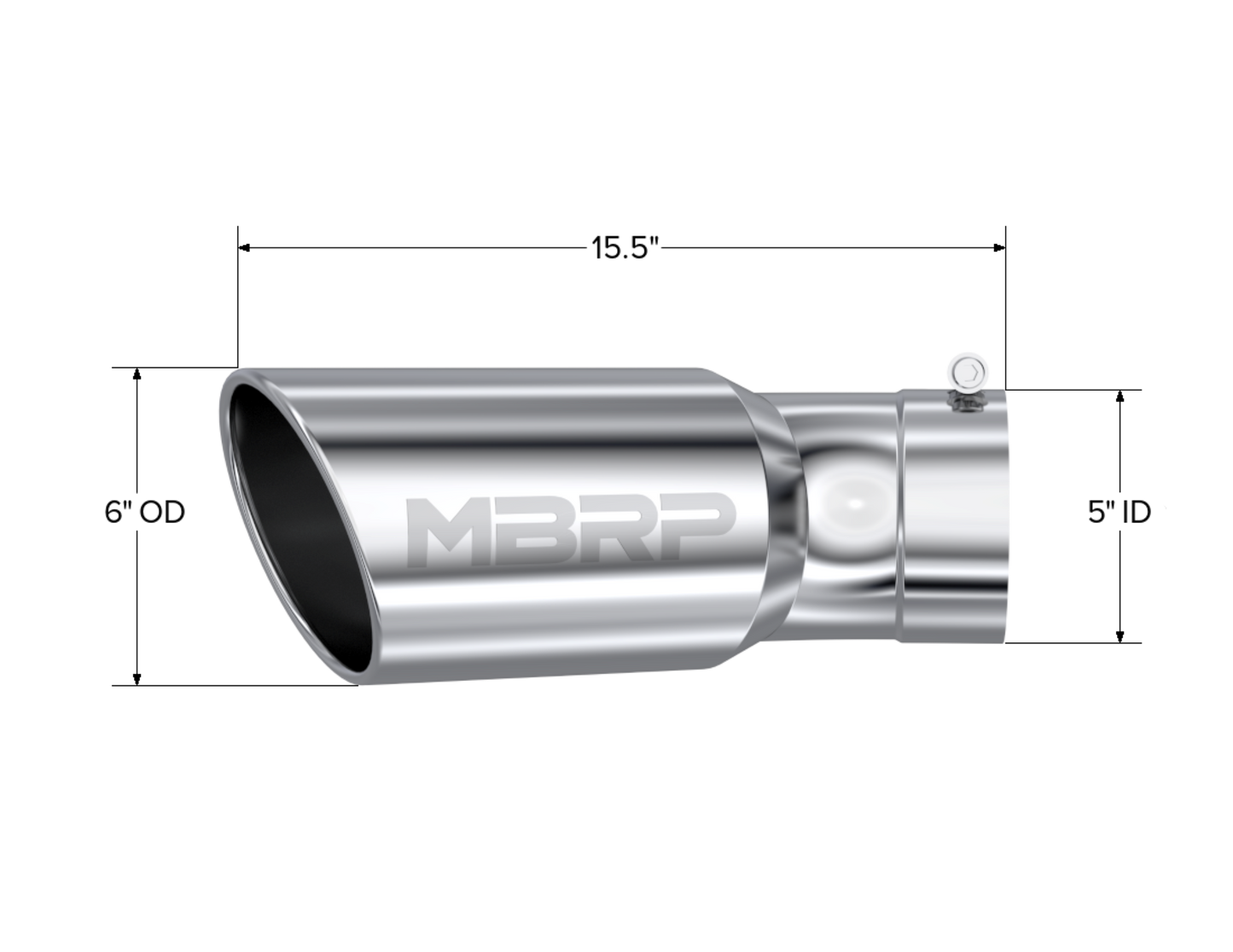 Tip. 6in OD. 5in Inlet. 15.5in Length. 30° Bend. T304 Stainless Steel. by MBRP Exhaust