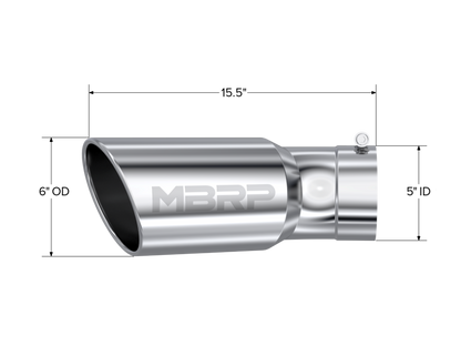 Tip. 6in OD. 5in Inlet. 15.5in Length. 30° Bend. T304 Stainless Steel. by MBRP Exhaust