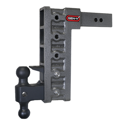 MEGA-DUTY 2.5" Shank 12" Drop 3K TW 21K Hitch with Dual-Ball & Pintle Lock by GEN-Y Hitch