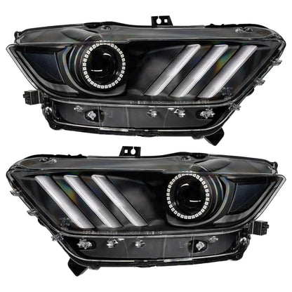 2015-2017 Ford Mustang Pre-Assembled Headlights -Dynamic ColorSHIFT RGB+A -Black Edition by ORACLE Lighting